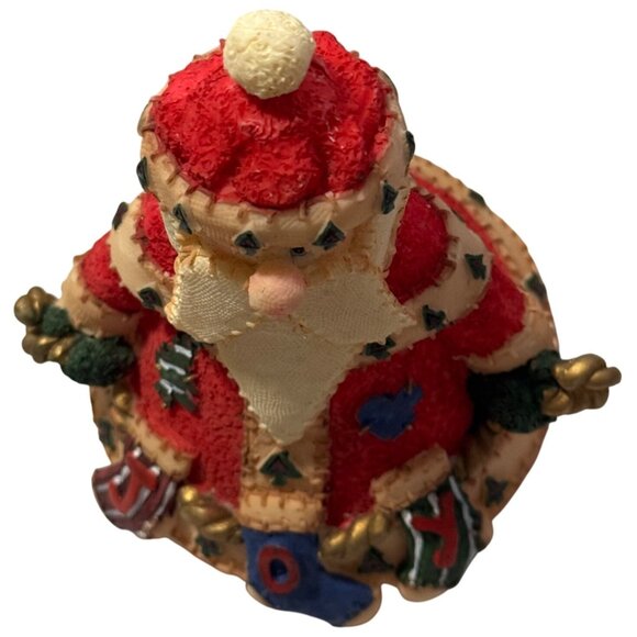 VTG Santa Claus JOY Banner Figurine Rotating Music Box Plays Deck The Halls 1999 - Picture 7 of 9